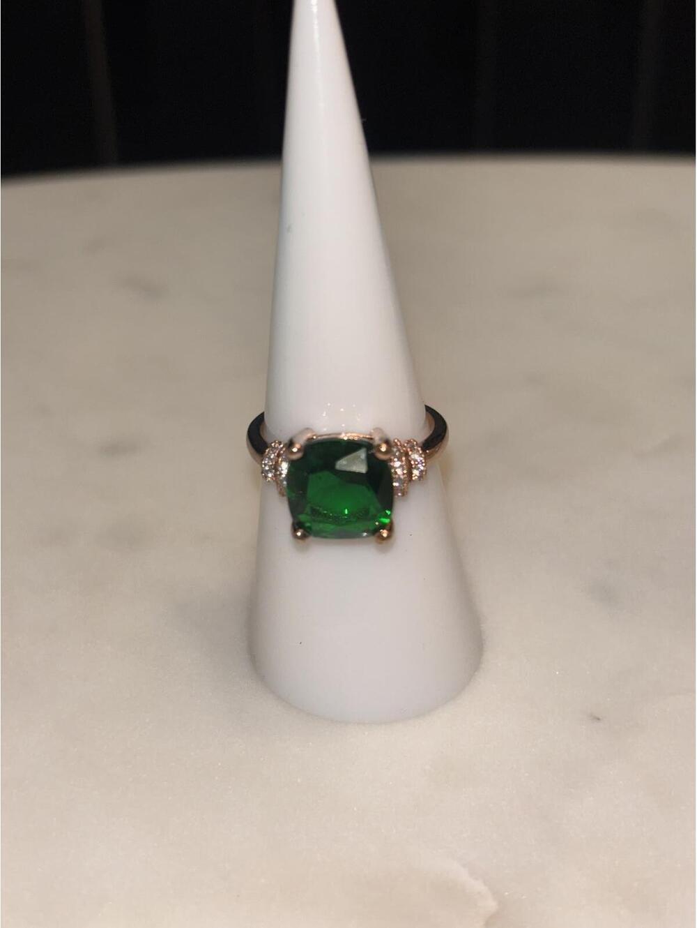 BP Rose Gold Ring with Green Gemstone and Accent Stones SIZE 7